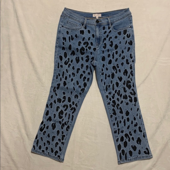Diane Gilman Denim - Diane Gilman DG2 Embellished Jeans animal print ankle crop 14P